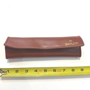 Baylor Vintage Watch Travel Roll Pouch Burgundy Faux Leather Velvet Lined Snap